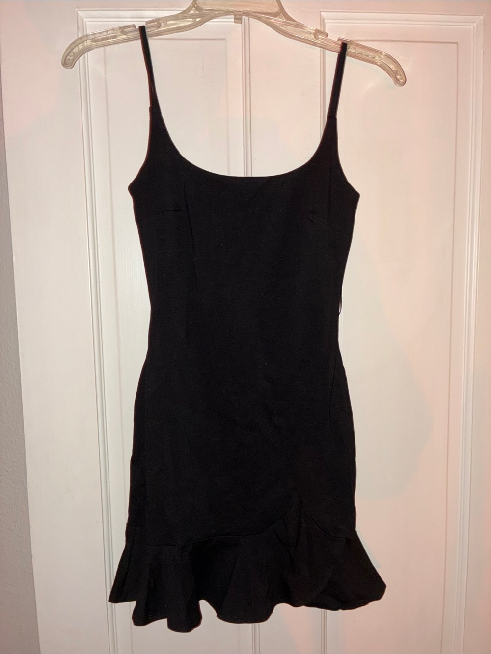 Princess Polly Black Ruffle Hem Mini Dress Size 0